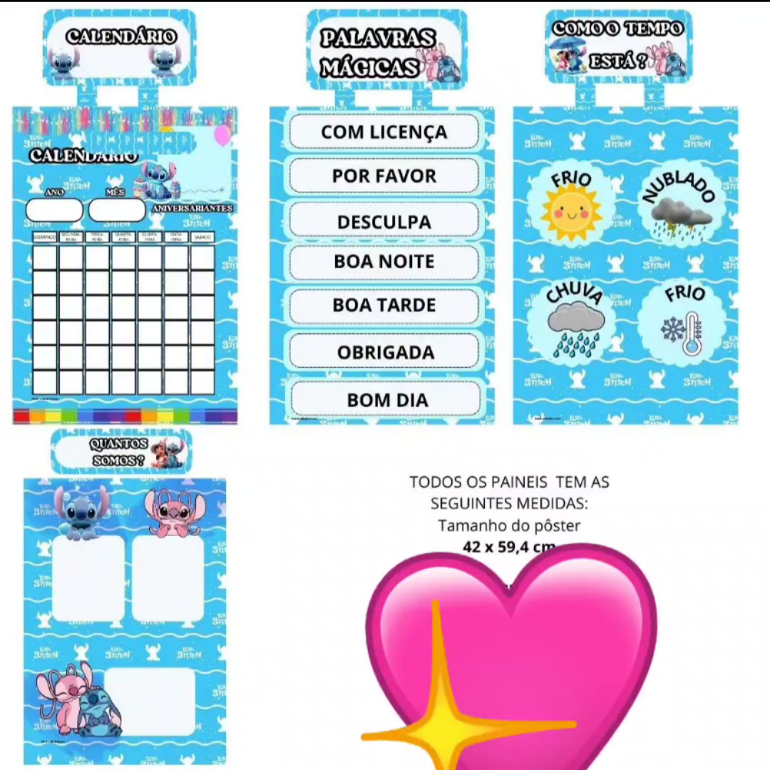 Kit de 4 Painéis – Tema Stitch! 