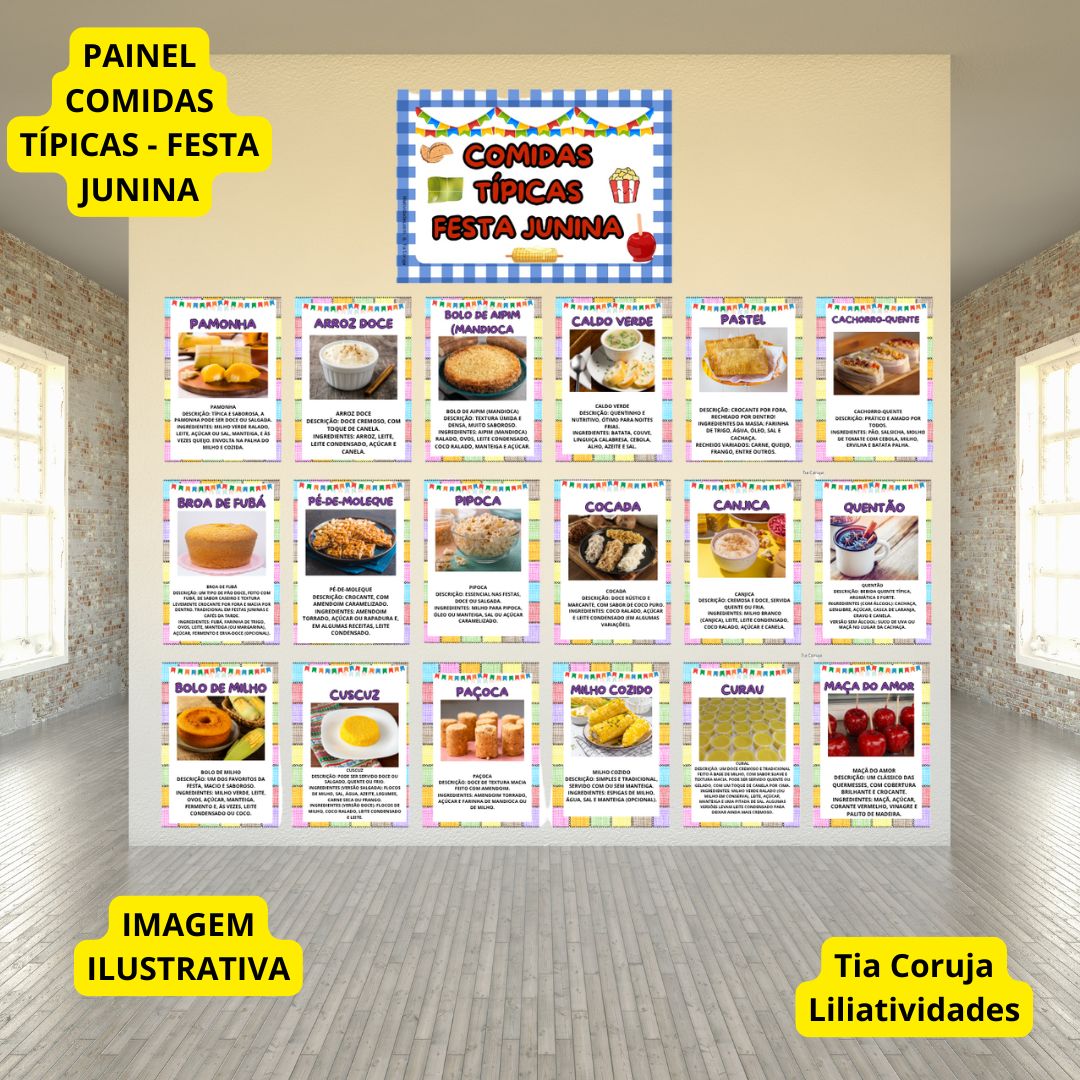 Painel Comidas Típicas de Festa Junina,