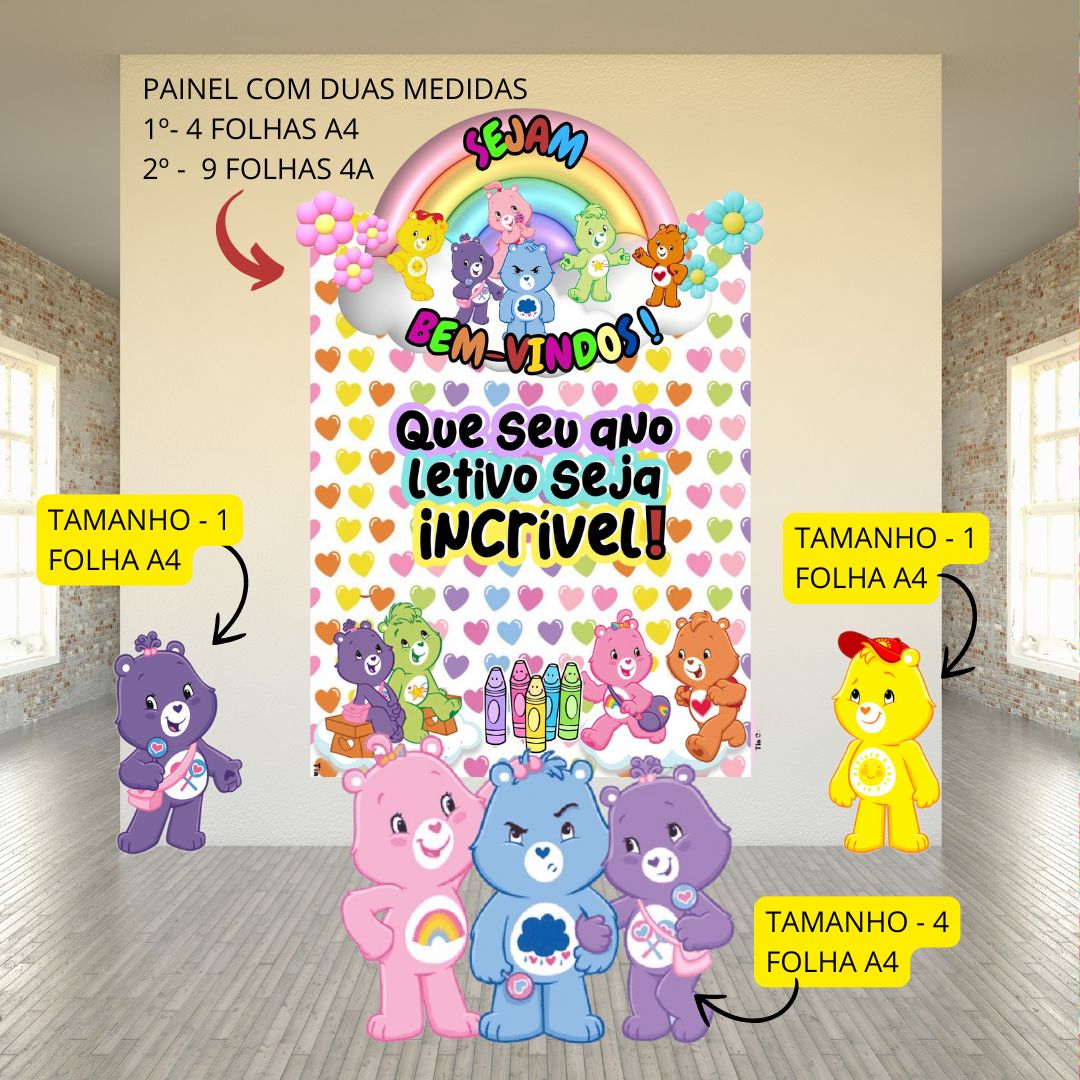 Painel de Boas-Vindas Ursinhos carinhosos