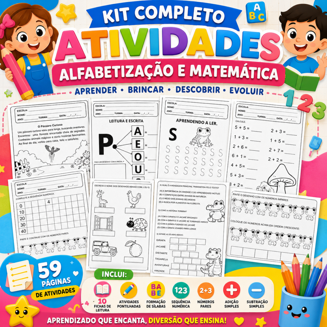 Kit Completo de Alfabetização e Matemática