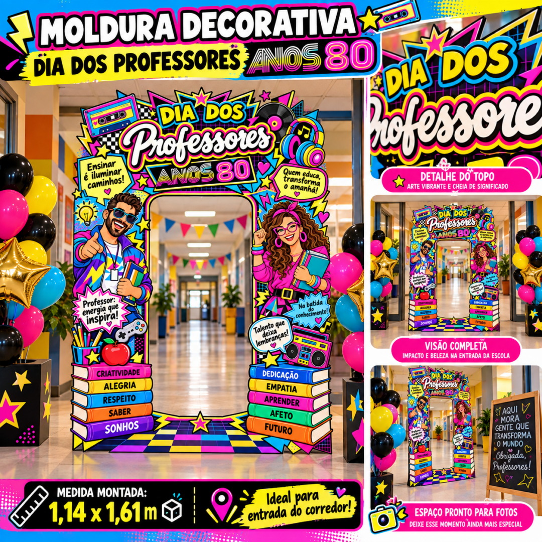 Moldura Decorativa – Dia dos Professores Anos 80