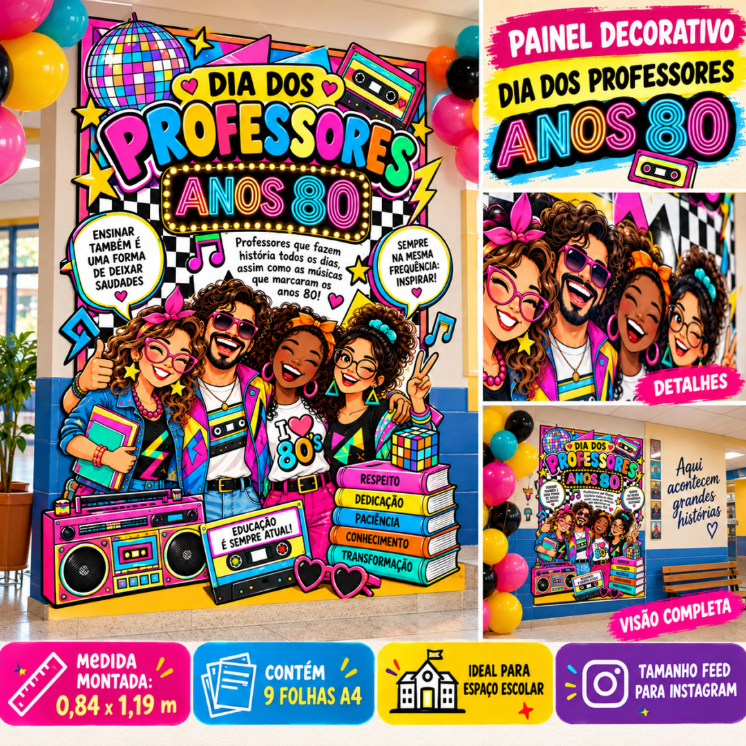 Painel Decorativo – Dia dos Professores Anos 80
