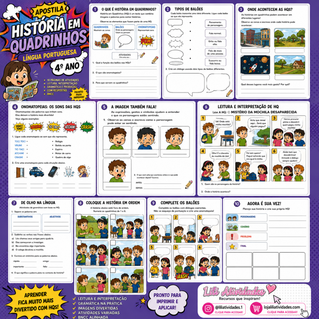 KIT DE ATIVIDADES HISTÓRIA EM QUADRINHOS – LÍNGUA PORTUGUESA | 4º ANO