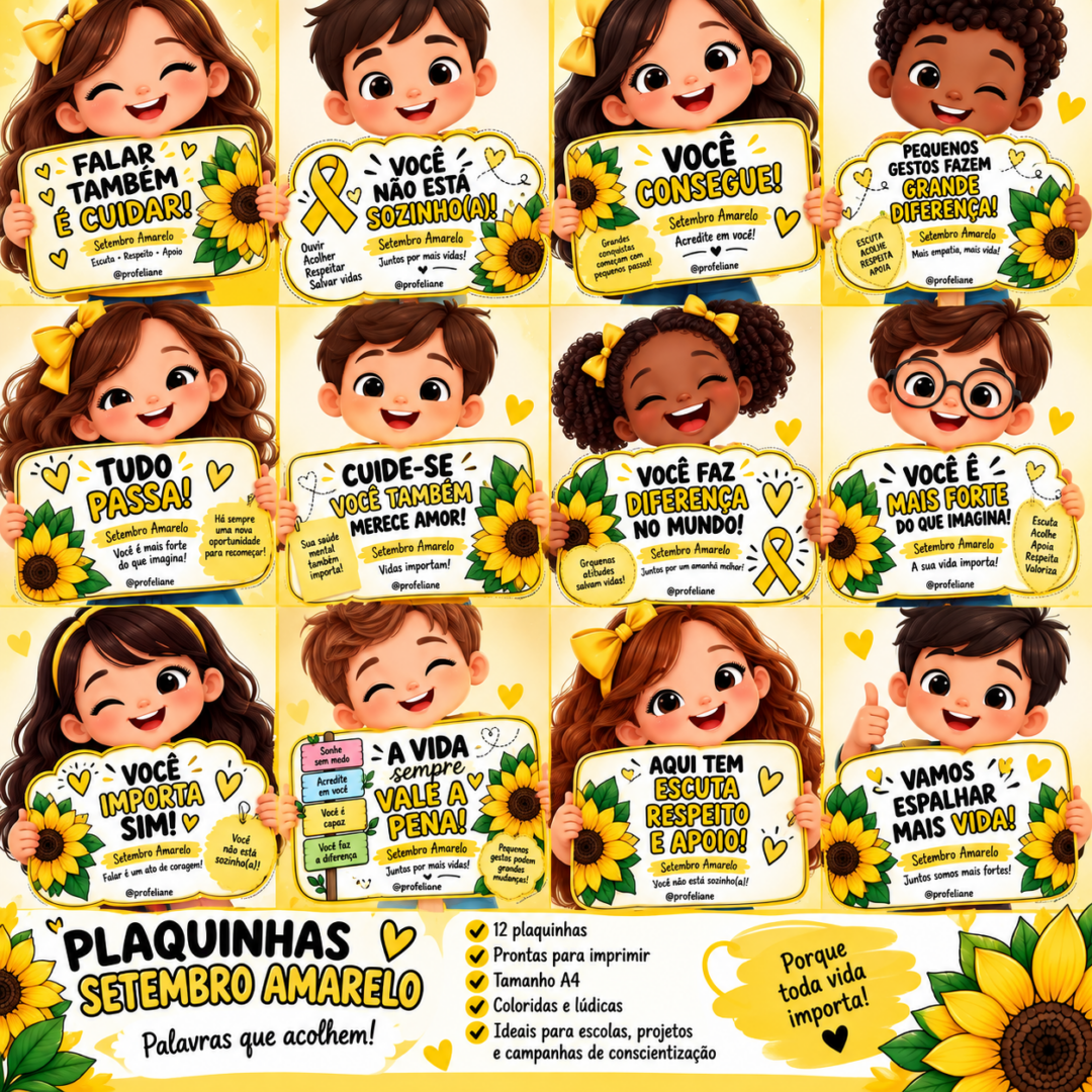 PLAQUINHAS SETEMBRO AMARELO