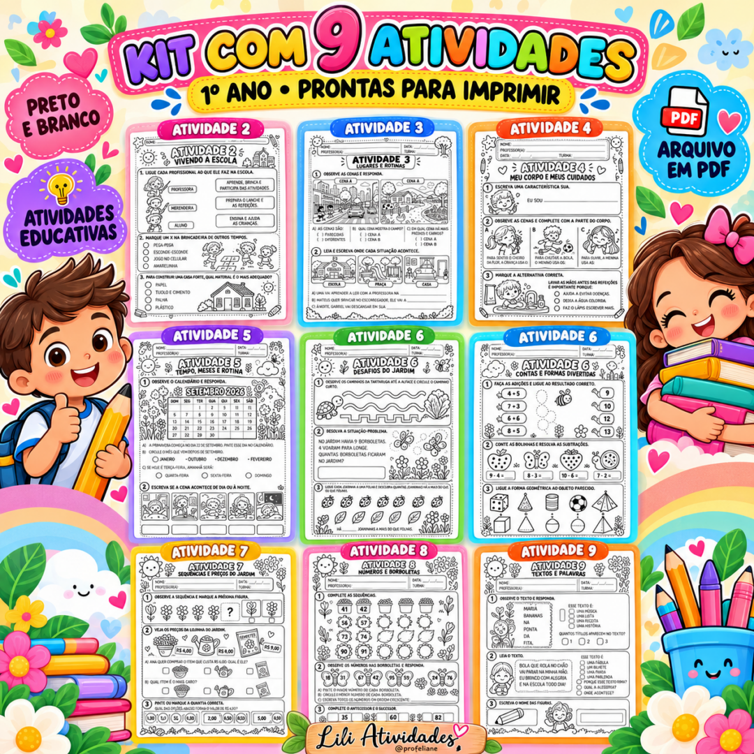 Kit com 9 Atividades – 1º Ano