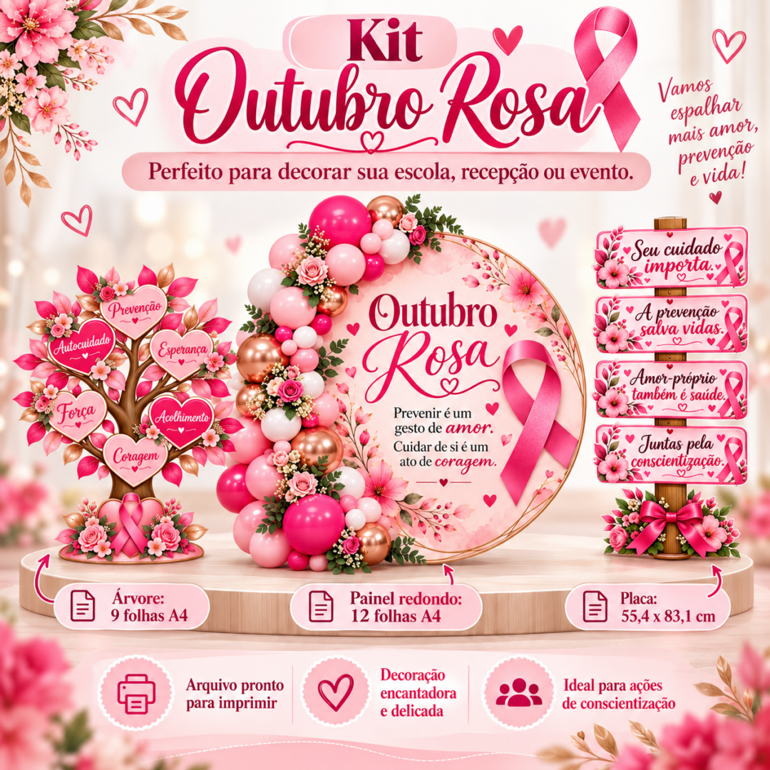 KIT DECORATIVO OUTUBRO ROSA