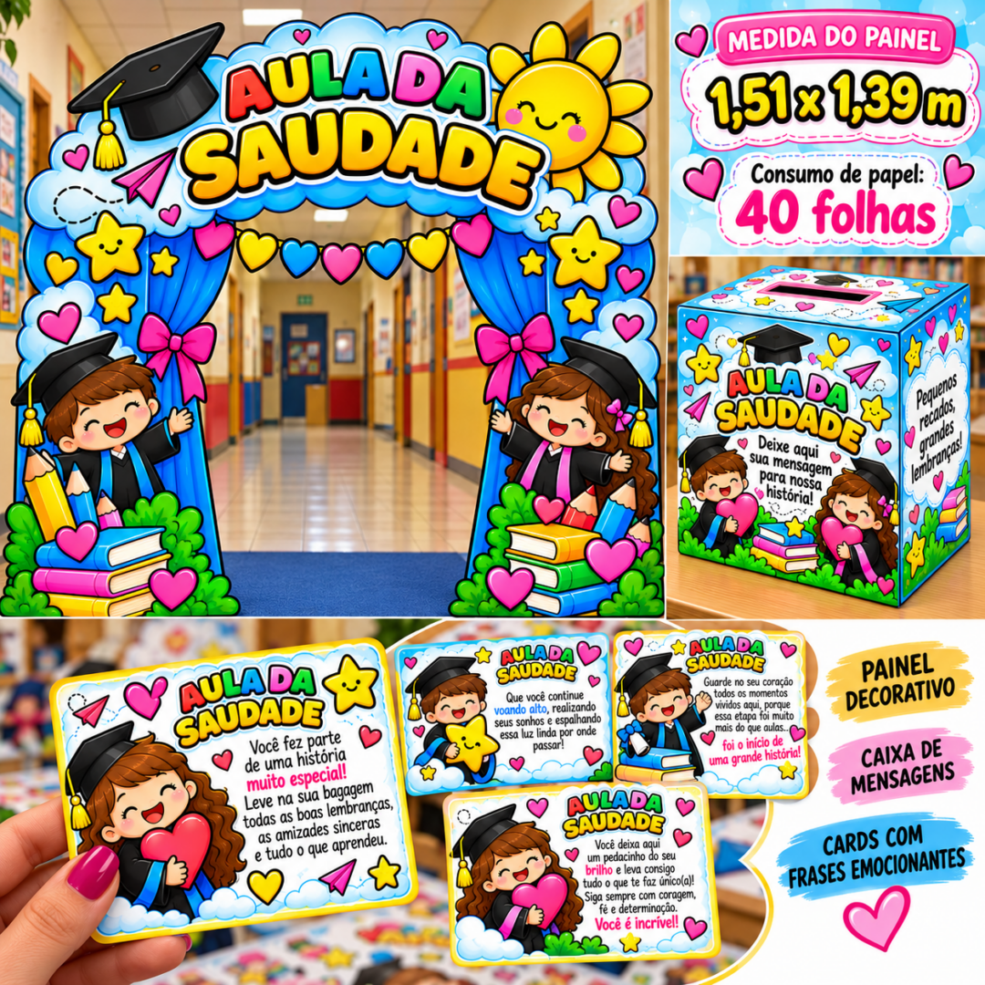 🎓💖 KIT AULA DA SAUDADE – MEMÓRIAS QUE FICAM PARA SEMPRE! 🌈✨