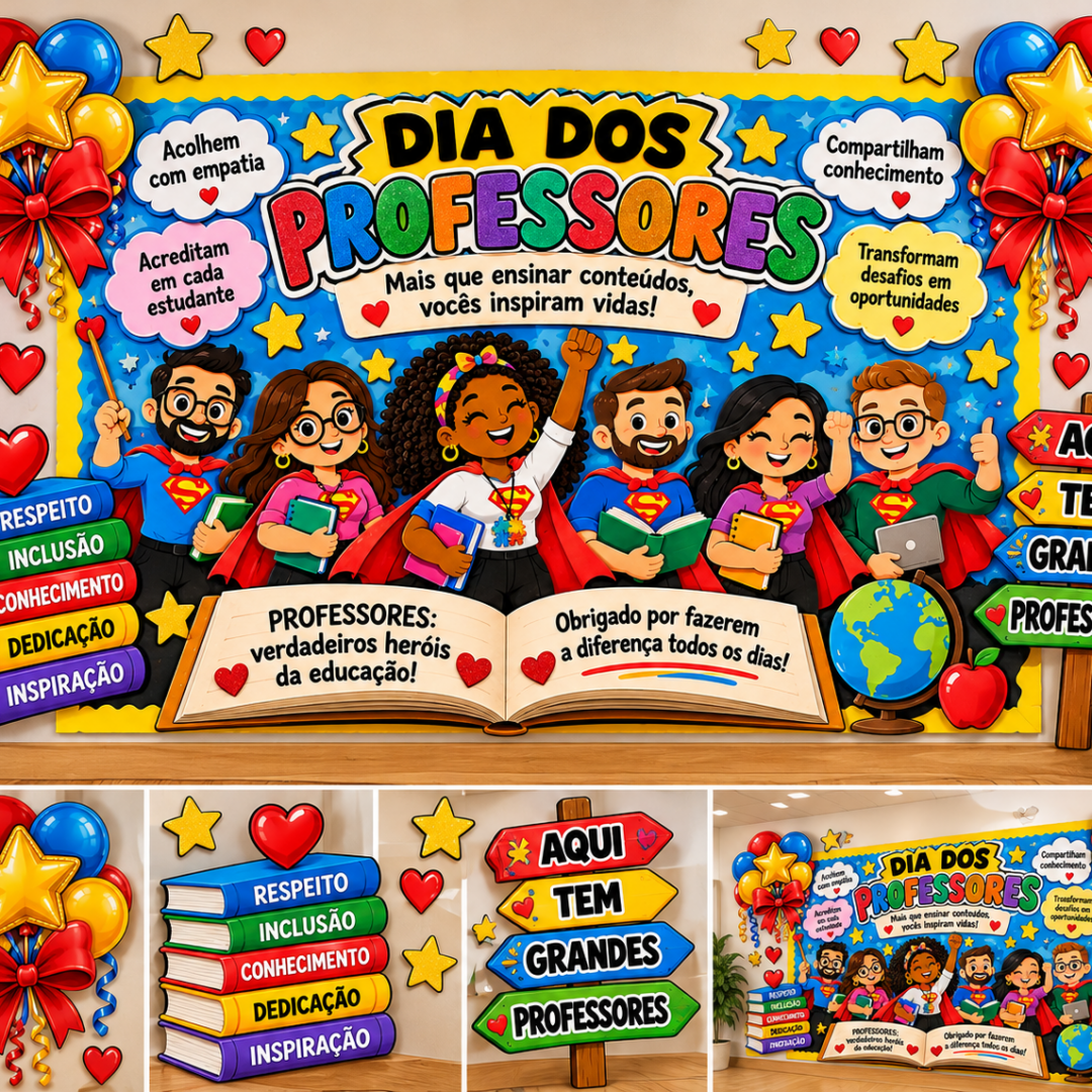 PAINEL DIA DOS PROFESSORES – HERÓIS DA EDUCAÇÃO